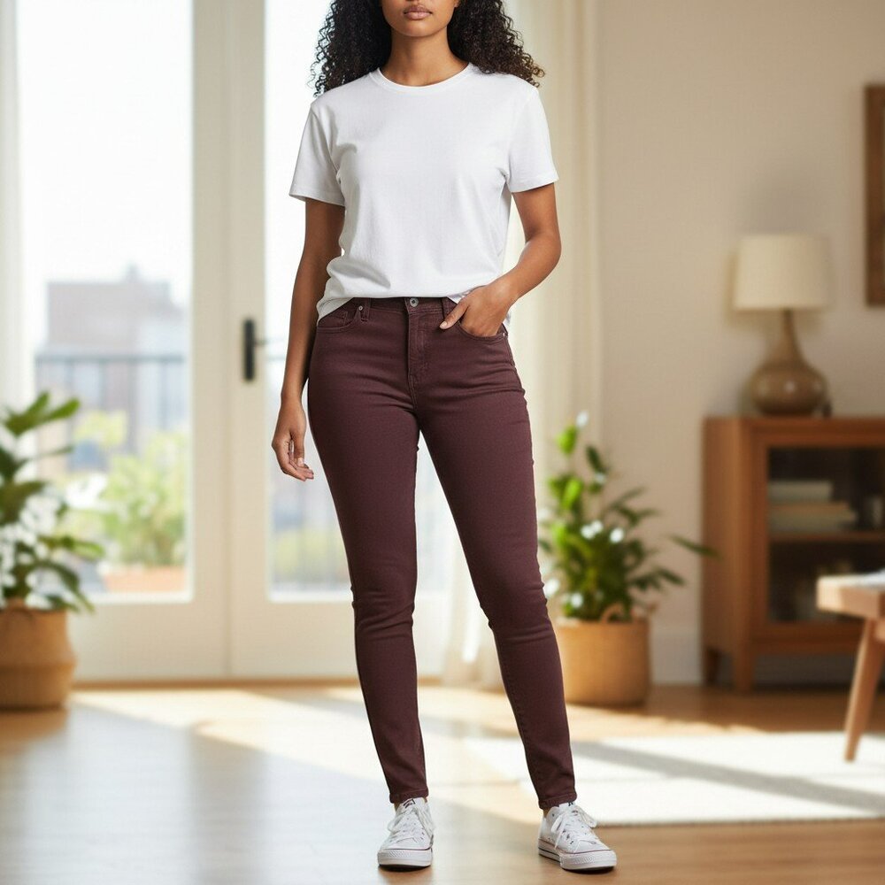 Buckle Black 36 X 32 Maroon Stretch Skinny Jeans